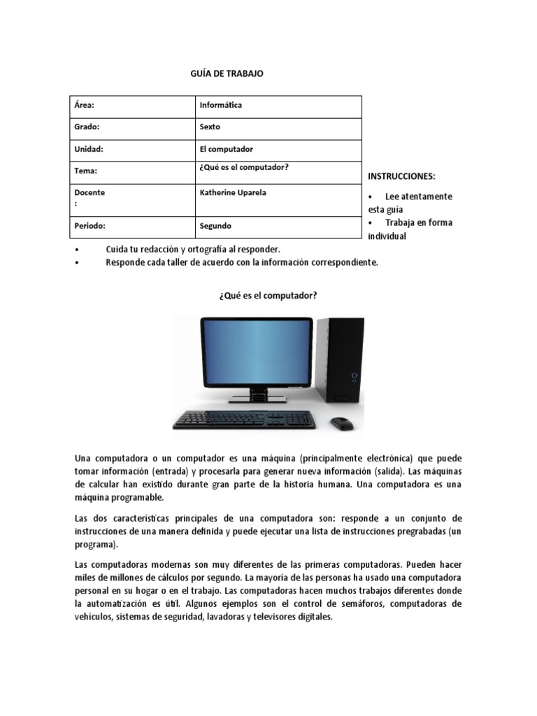 Guía del Computador para Sexto Grado | PDF | Periférico | Hardware de ...