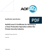 Specification - AoFAQ Level 2 Award For Working As A Close Protection Operative Within The Private Security Industry