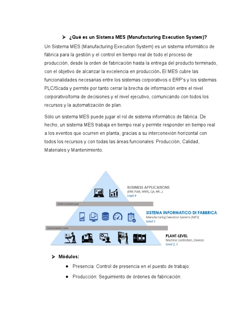 Introducción al Sistema MES | PDF | Software | Información