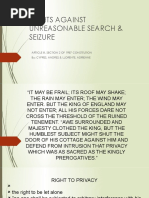 Right Against Unreasonable Search & Seizure