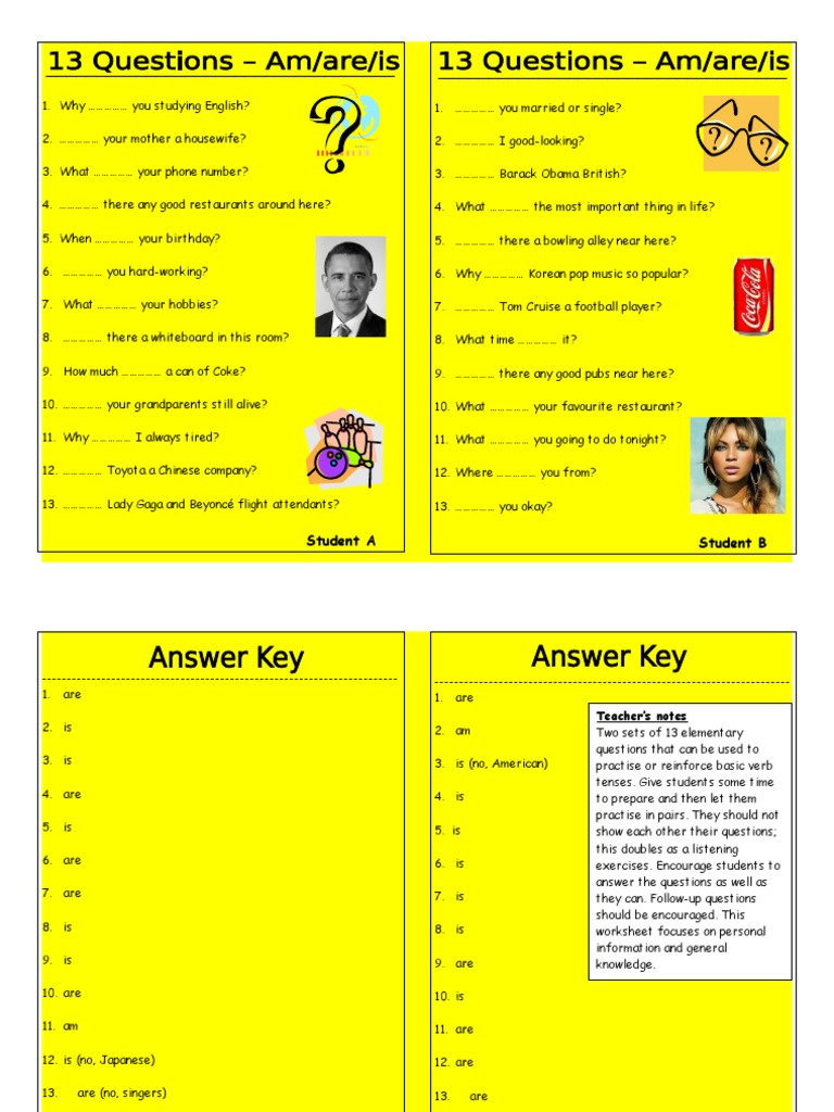 13 Questions 0 Amareis Pair Work Fun Activities Games - 19573 | PDF