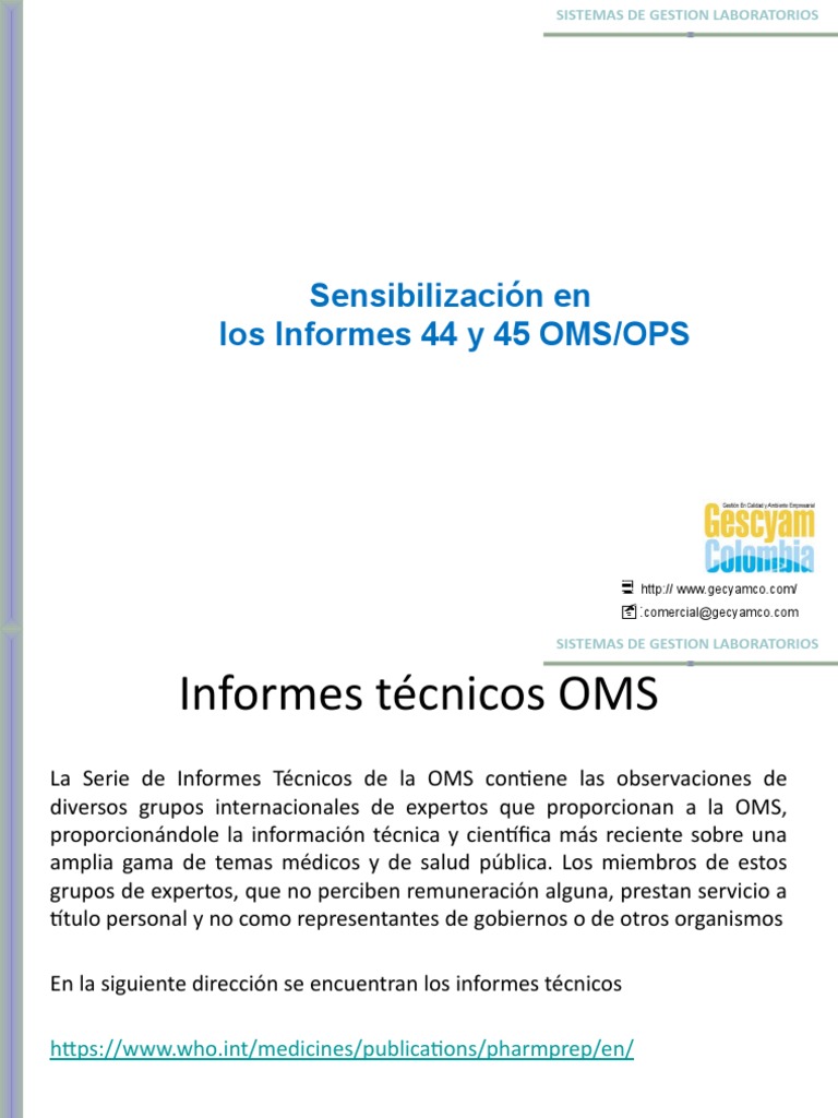 Informe 44 y 45 OMS | PDF | Farmacia | Microbiología