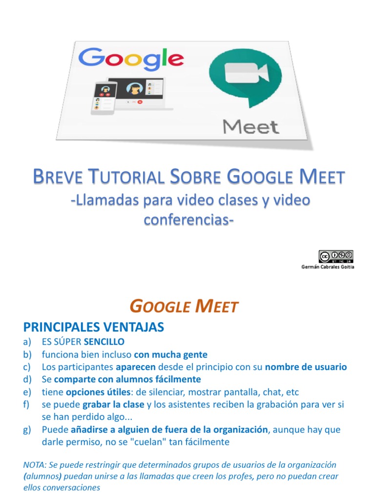 Breve Tutorial de Google Meet PDF | PDF | Aplicación movil | Tableta