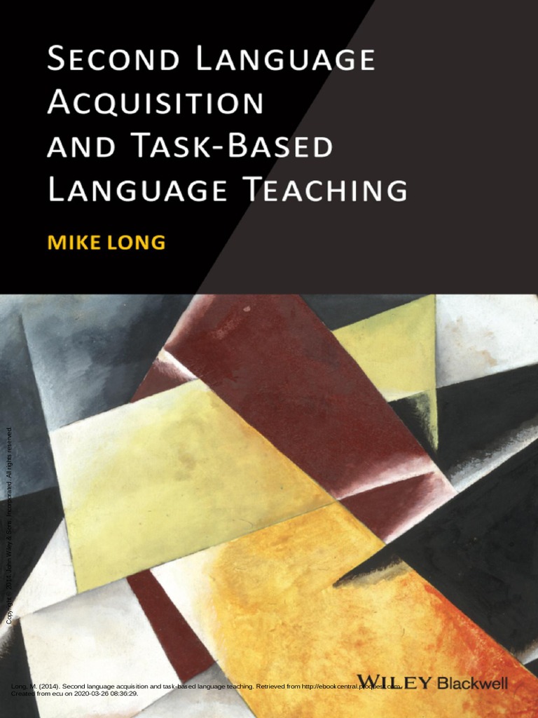 Second Language Acquisition and Task-Based Languag... - (Cover) | PDF ...