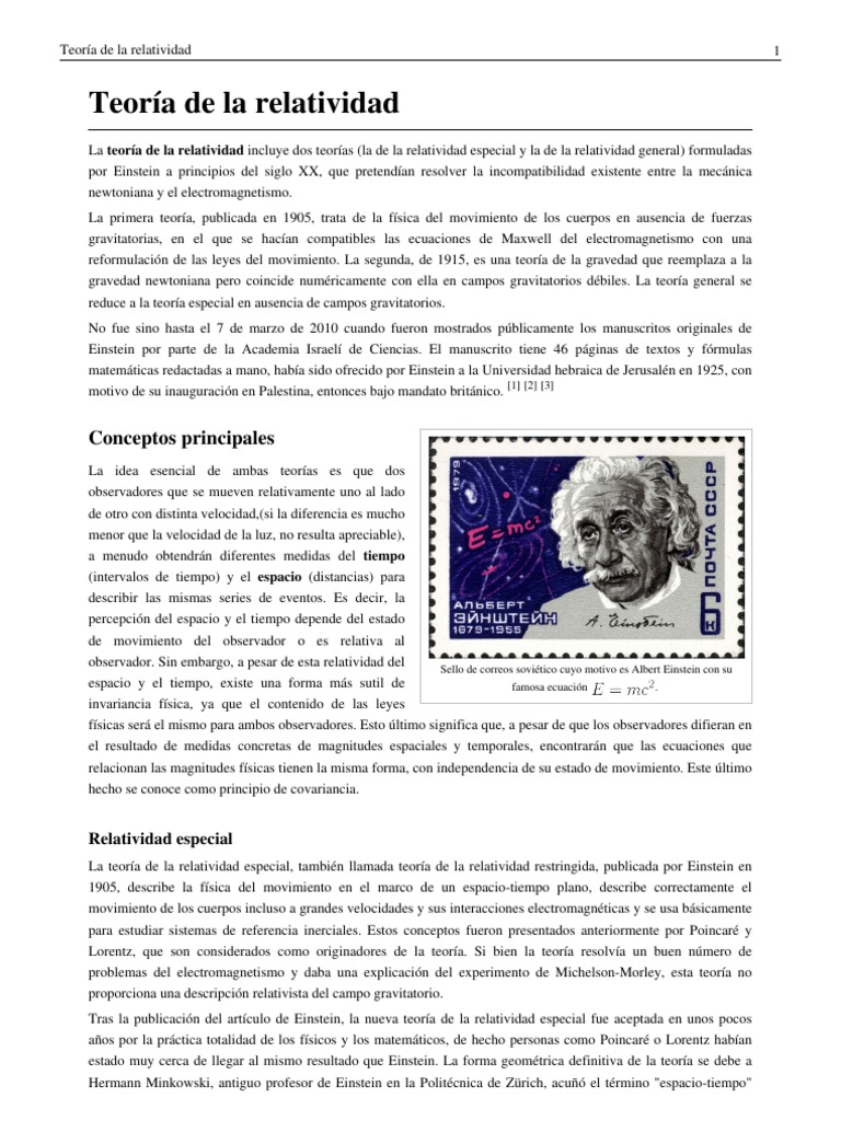 La Teoria de La Relatividad General PDF Teoría de la relatividad