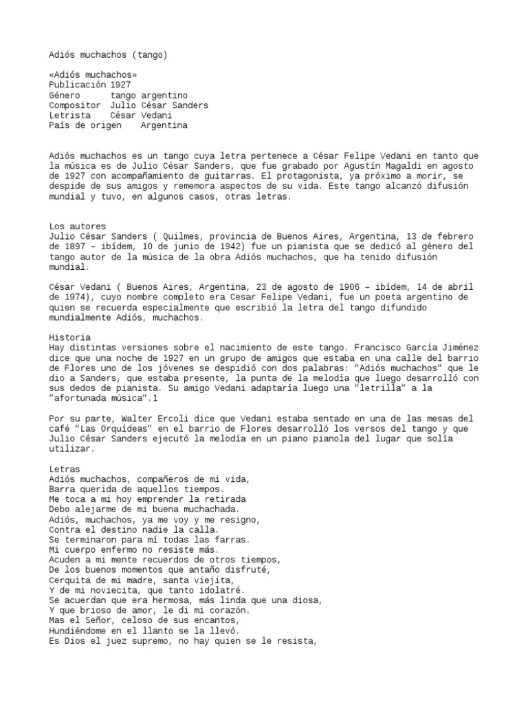 Adiós Muchachos (Tango) PDF Musica argentina Tango