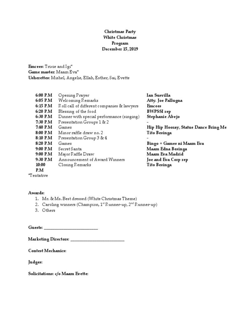 Christmas Party Program PDF Performing Arts Entertainment