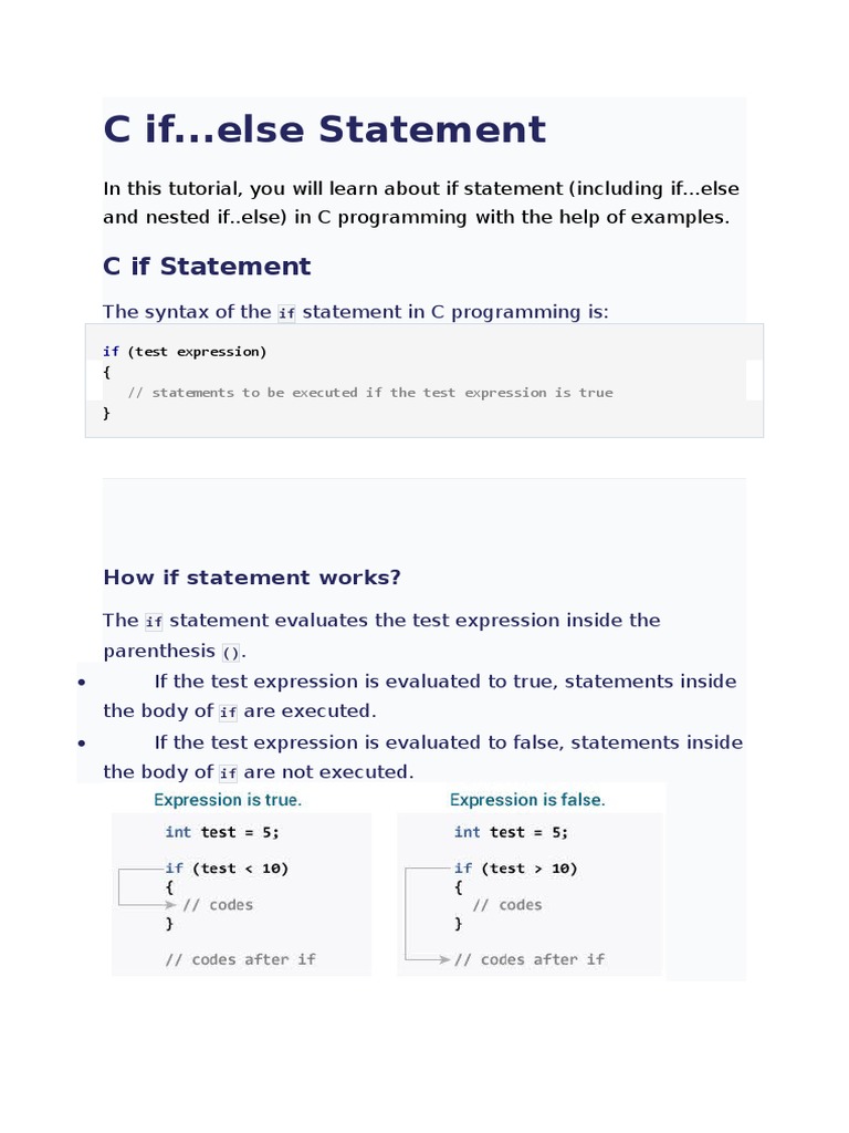 C If-Else Statement Explained | PDF | Integer (Computer Science ...