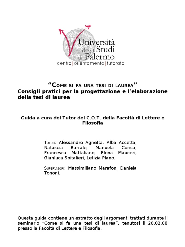 Come Si Fa Una Tesi Di Laurea