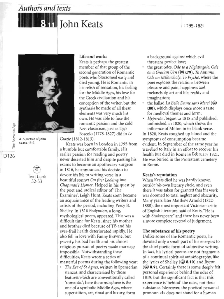 John Keats - Life and Works | PDF