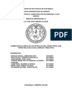 Comentario Acerca de Los Artículos Del Código Penal Que Tienen Relación Con El Derecho Tributario