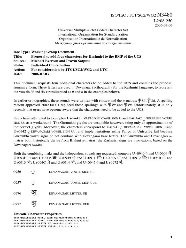 N3480 Kashmiri Encodings Naming Conventions