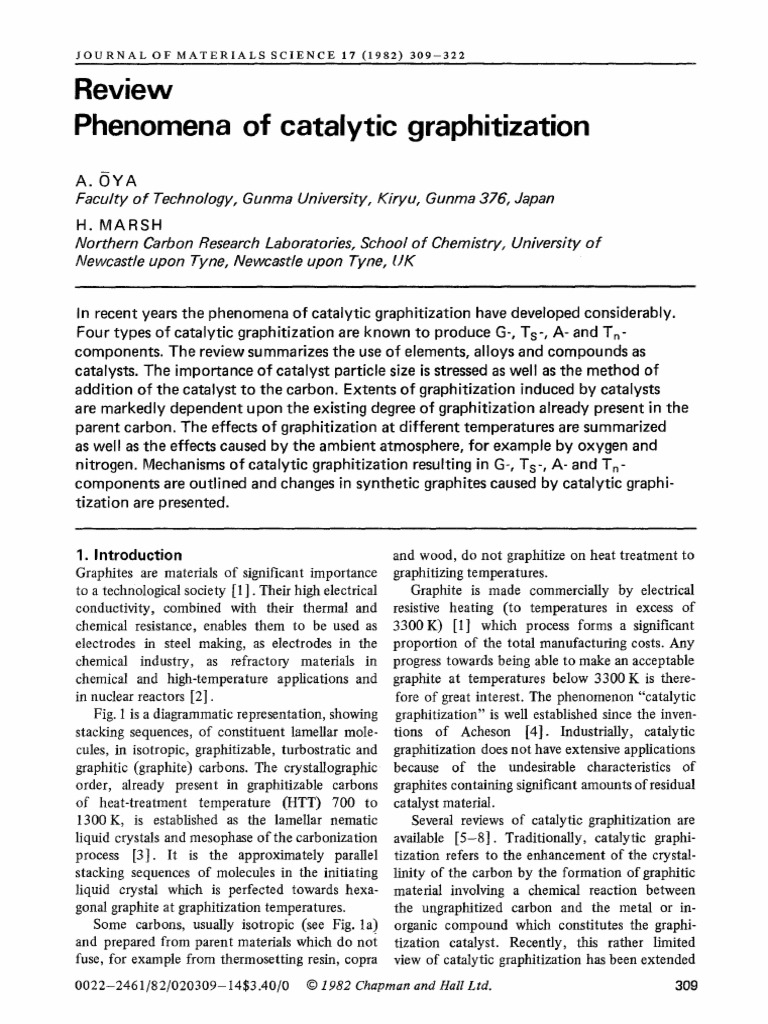 Catalytic Graphitization PDF Catalysis Carbon