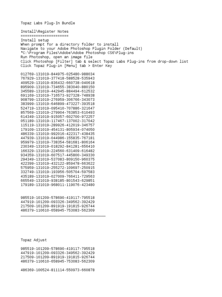 Keys Topaz | PDF | Adobe Photoshop | Application Software