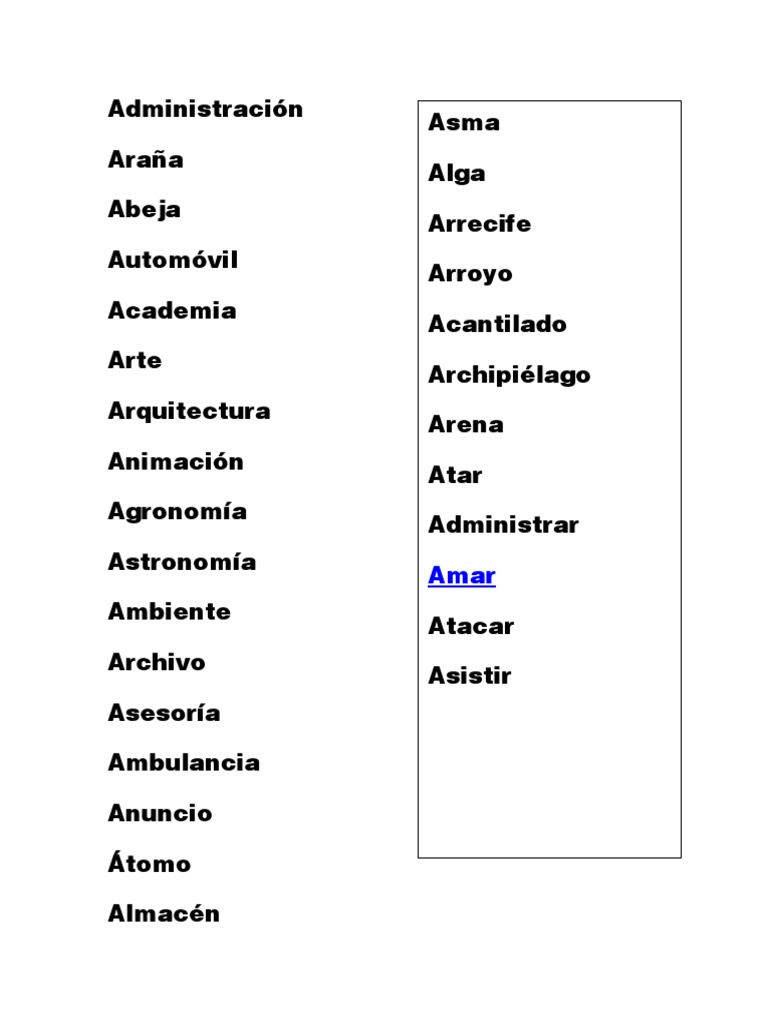 10 Palabras por Letra del Abecedario | PDF | Naturaleza
