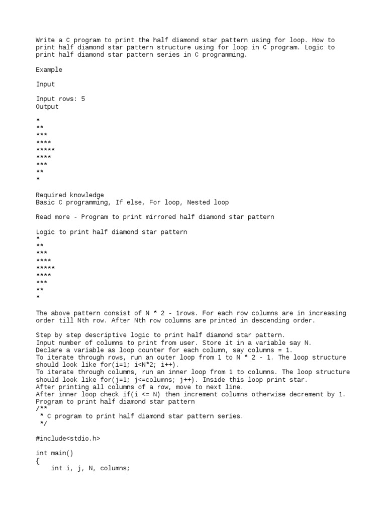 Half Diamond Pattern | PDF