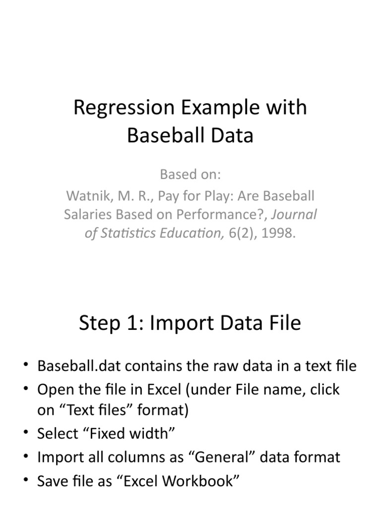 Regression Example (Baseball) PDF Dependent And Independent