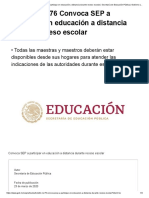 Boletín SEP No. 76 Participar en Educación A Distancia Durante Receso Escolar