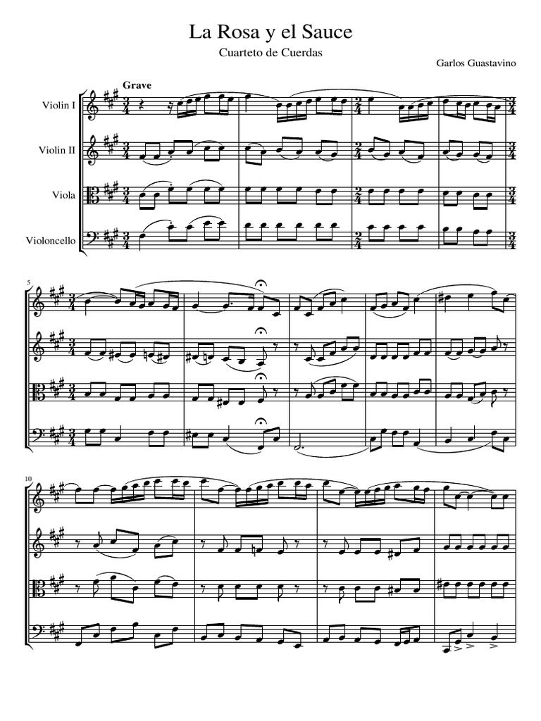 La Rosa y El Sauce, CuartetoPartitura y Partes PDF