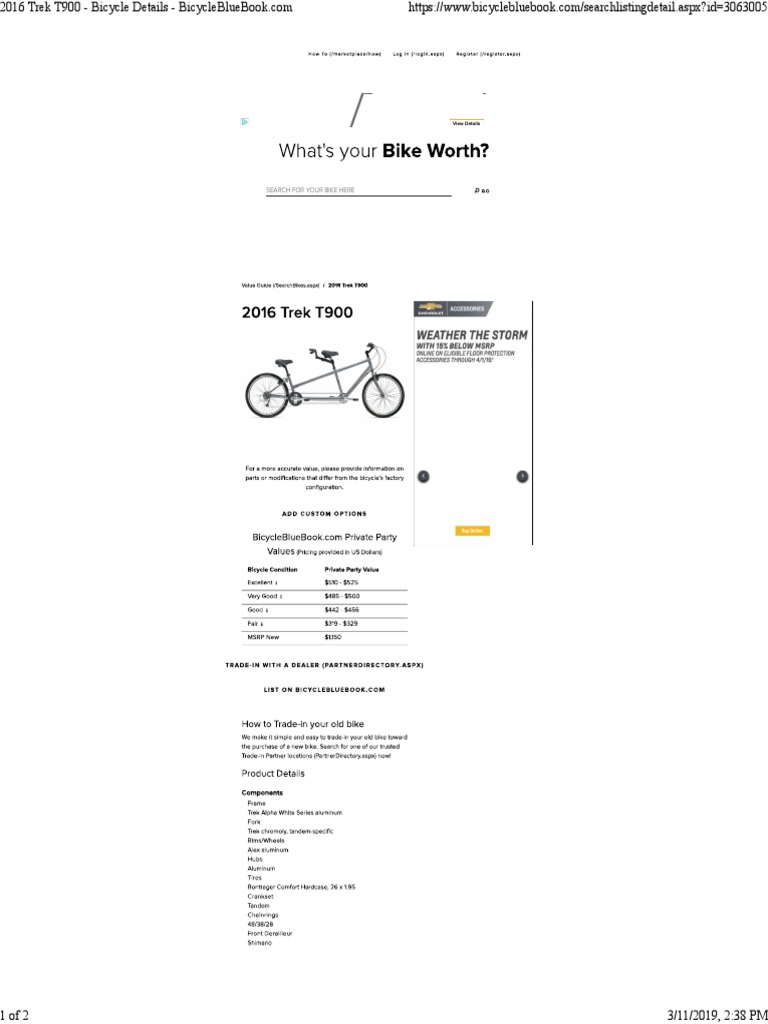 2016 Trek T900 Tandem Bicycle Specs | PDF