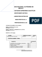 Propagación de la luz: Evaluación experimental de las leyes de reflexión y refracción