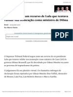 STF nega mais um recurso de Lula que tentava validar sua nomeação como ministro de Dilma