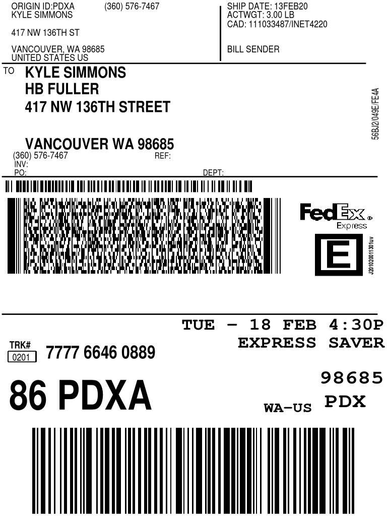 Shipping Label - Simmons | PDF