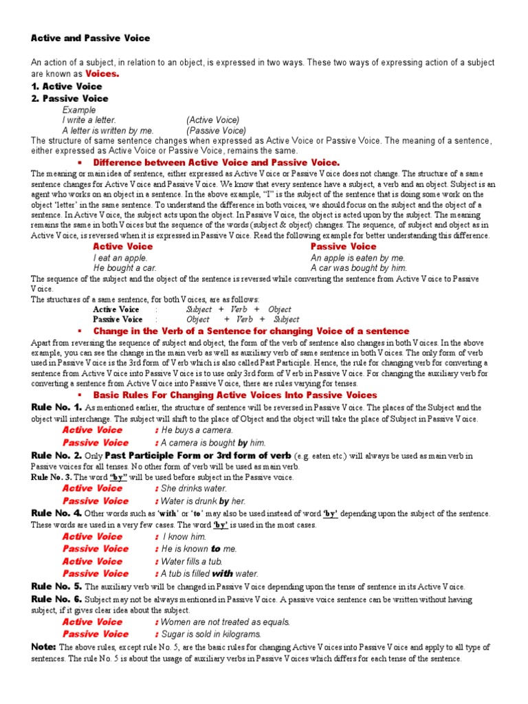 Understanding Active and Passive Voice | PDF | Perfect (Grammar) | Verb