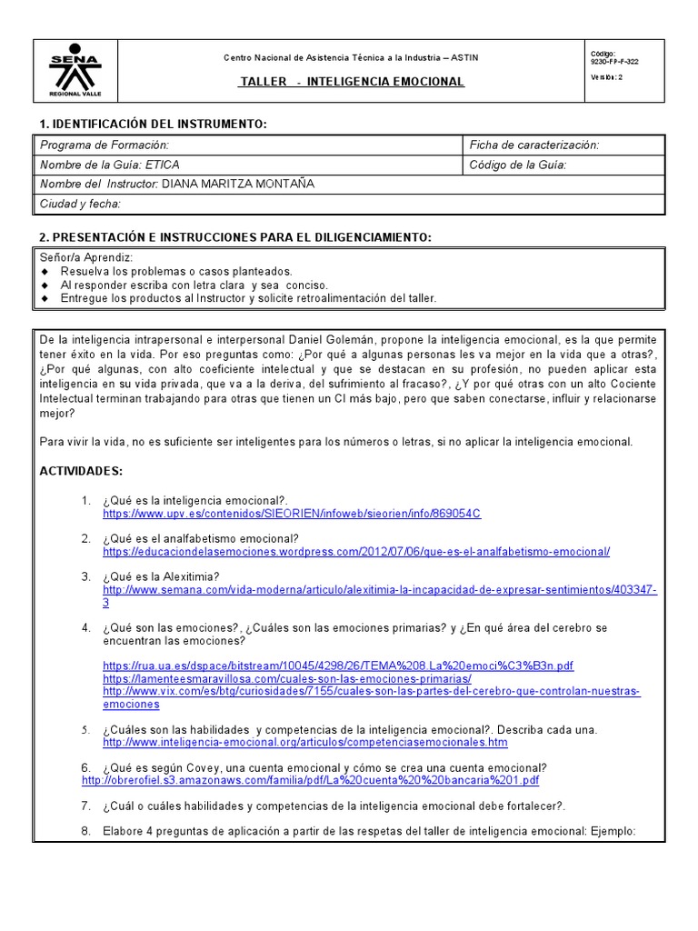 Taller de Inteligencia Emocional para Adultos | PDF | Inteligencia ...
