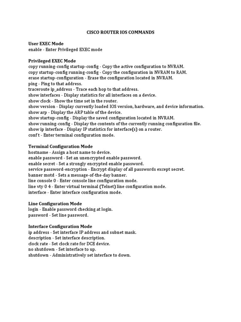 Cisco Router IOS Command Overview | PDF
