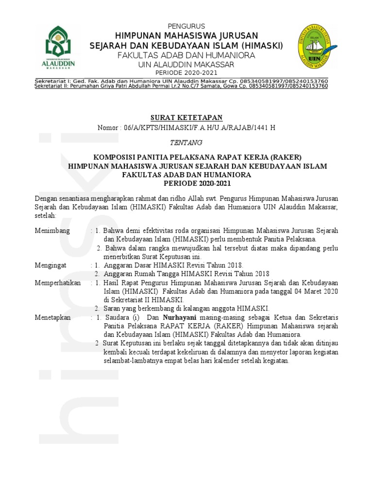 SK Panitia Raker | PDF | Perjalanan | Agama & Spiritualitas