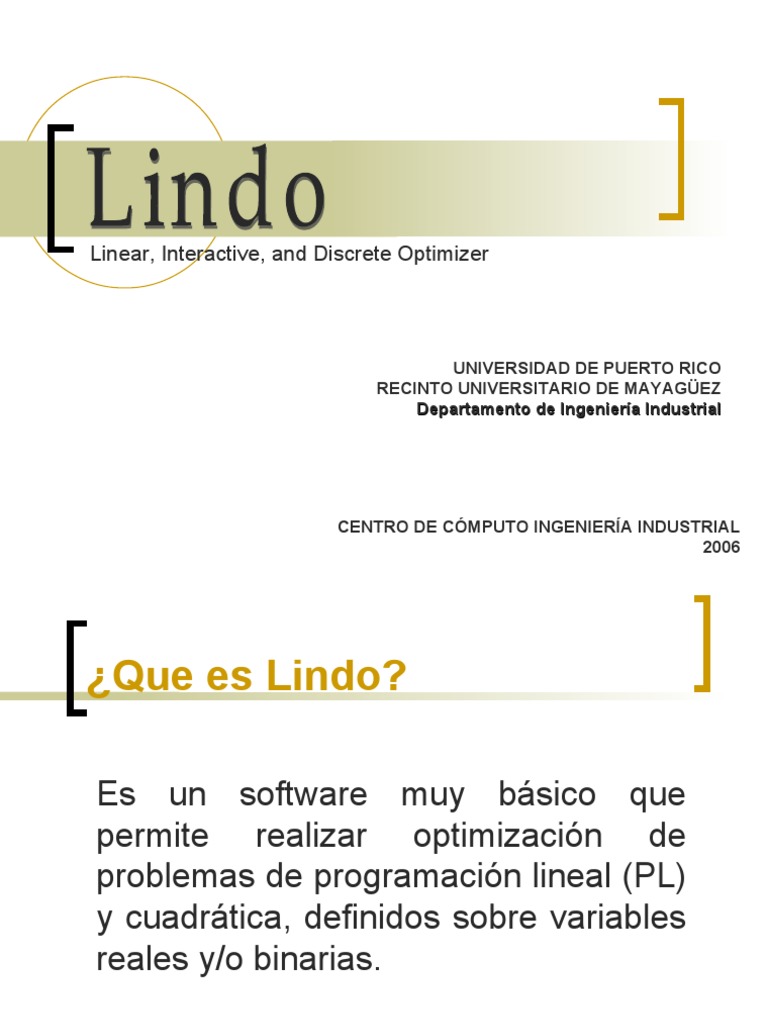 LINDO | PDF | Optimización Matemática | Programación de computadoras