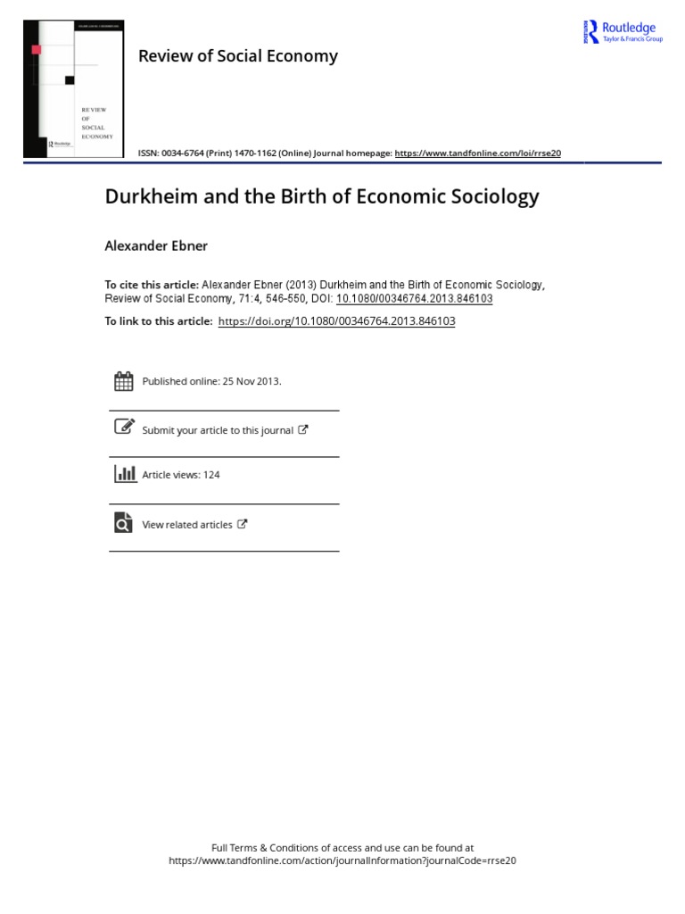 Durkheim and The Birth of Economic Sociology | PDF | Émile Durkheim ...