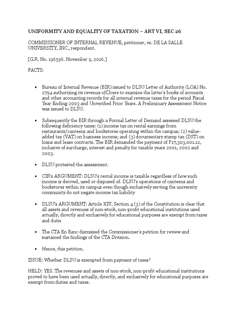 Tax Exemption for NonProfit Educational Institutions Supreme Court