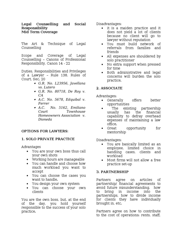 LCSR - Notes On Counselling | PDF | Lawyer | Law Firm