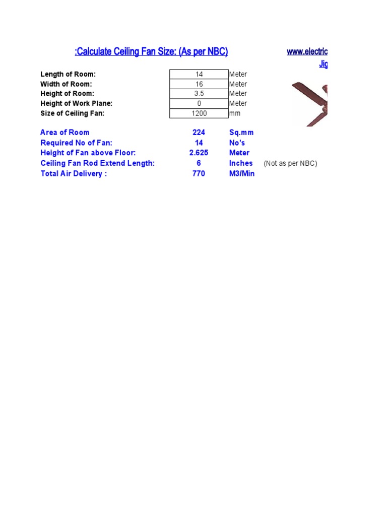 Ceiling Fan Size Calculation Guide | PDF | Home & Garden | Science ...