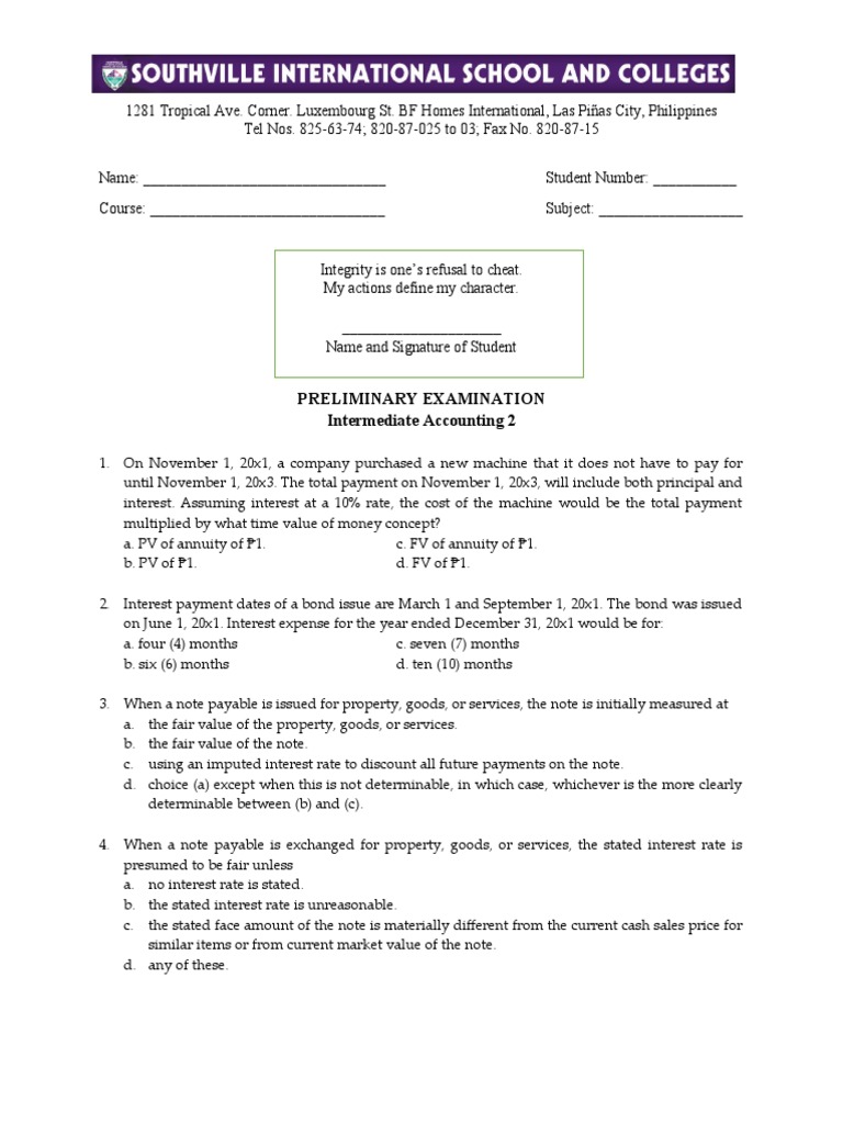 Intermediate Accounting 2 Exam Questions | PDF | Bonds (Finance ...