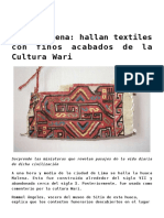 Huaca Melena: Hallan Textiles Con Finos Acabados de La Cultura Wari