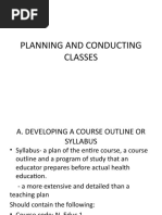 Planning and Conducting Classes