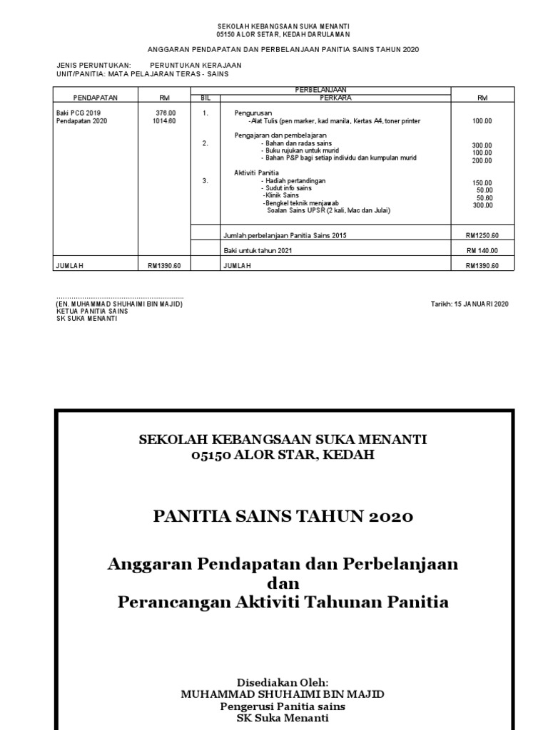 Anggaran Perbelanjaan Panitia Sains 2020  PDF