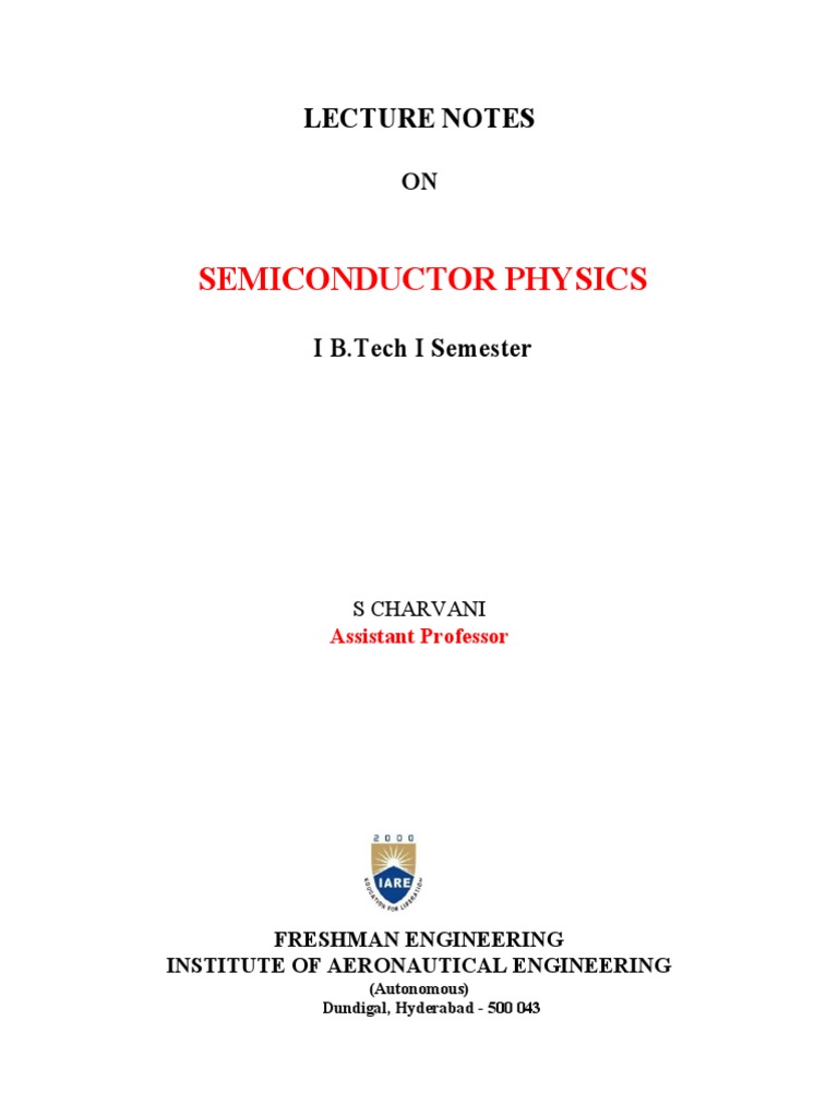 Semiconductor Physics Lecture Notes | PDF | Electromagnetic Radiation ...