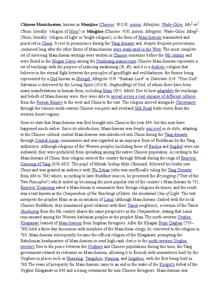 Manichaeism | PDF | Religious Faiths | Religious Belief And Doctrine