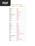 Countries and thier capitals