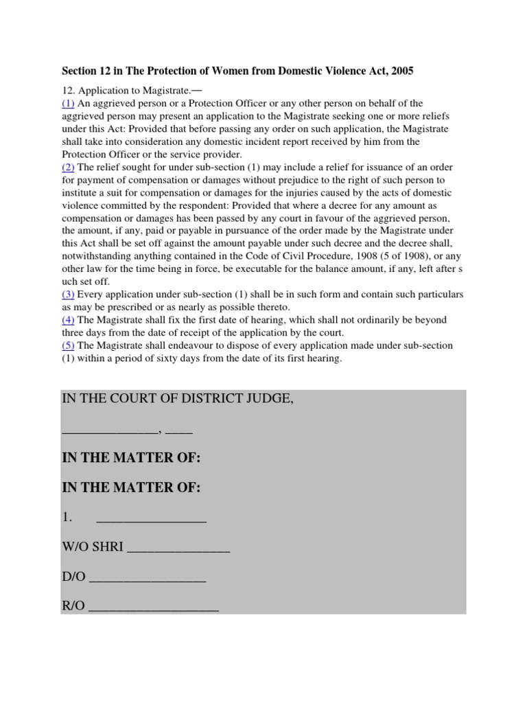 Petition S. 12 DV Act | PDF | Justice | Crime & Violence
