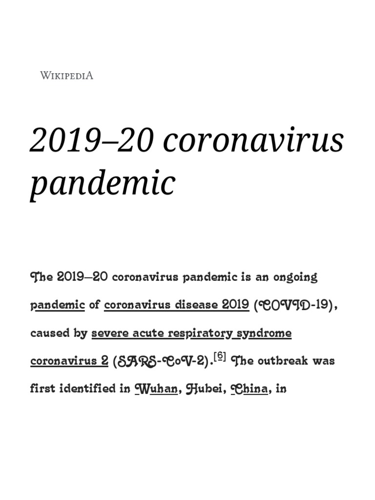 19 Coronavirus Pandemic Wikipedia Pdf Transmission Medicine Epidemiology