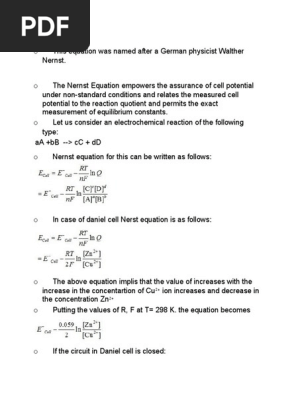 ビバレン レイ おまんじゅう Nernst Equation | PDF | Science & Mathematics