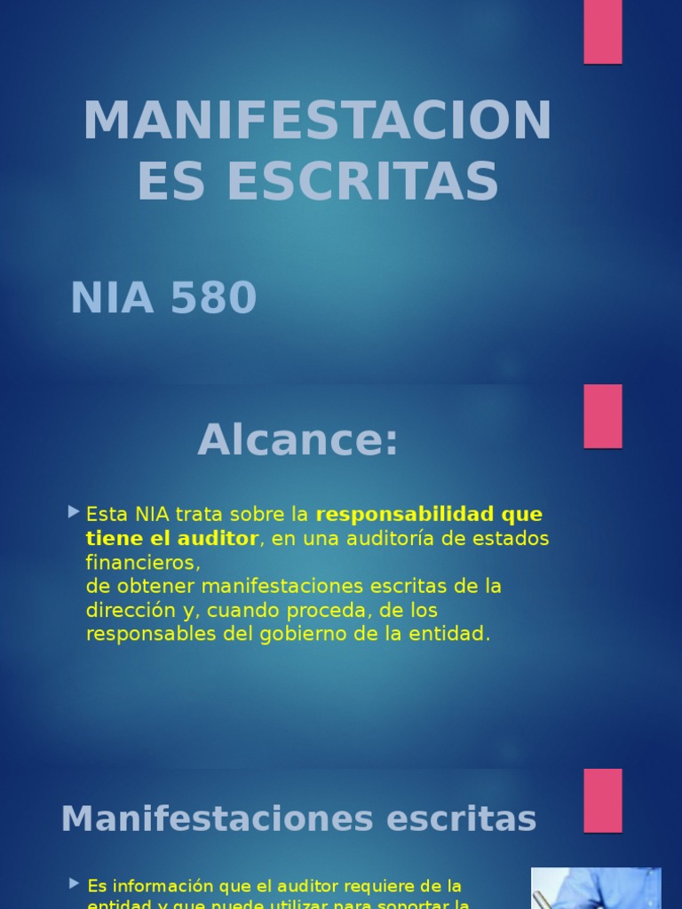 Presentacion NIA 580 | PDF | Auditoría | Contralor