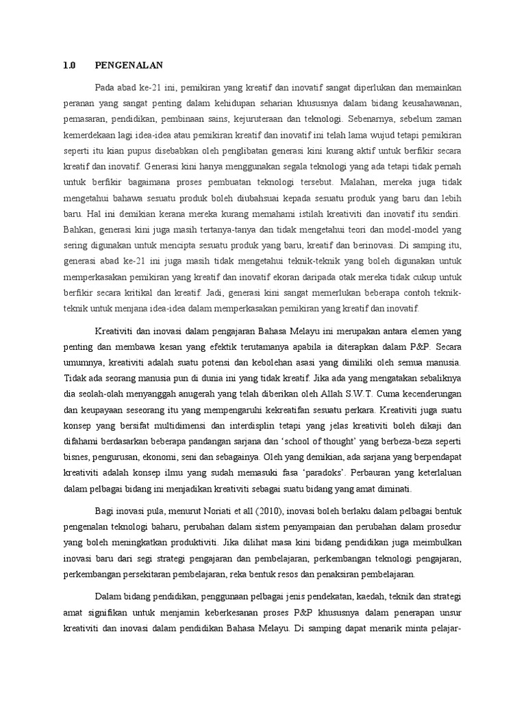 Kreativiti Dan Inovasi Dalam Pengajaran Bahasa Melayu Pdf
