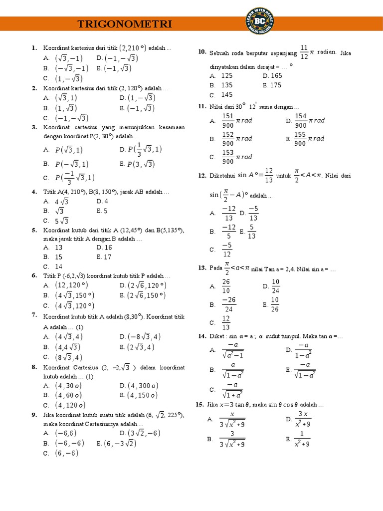 Soal Trigonometri Kelas X 1 Docx