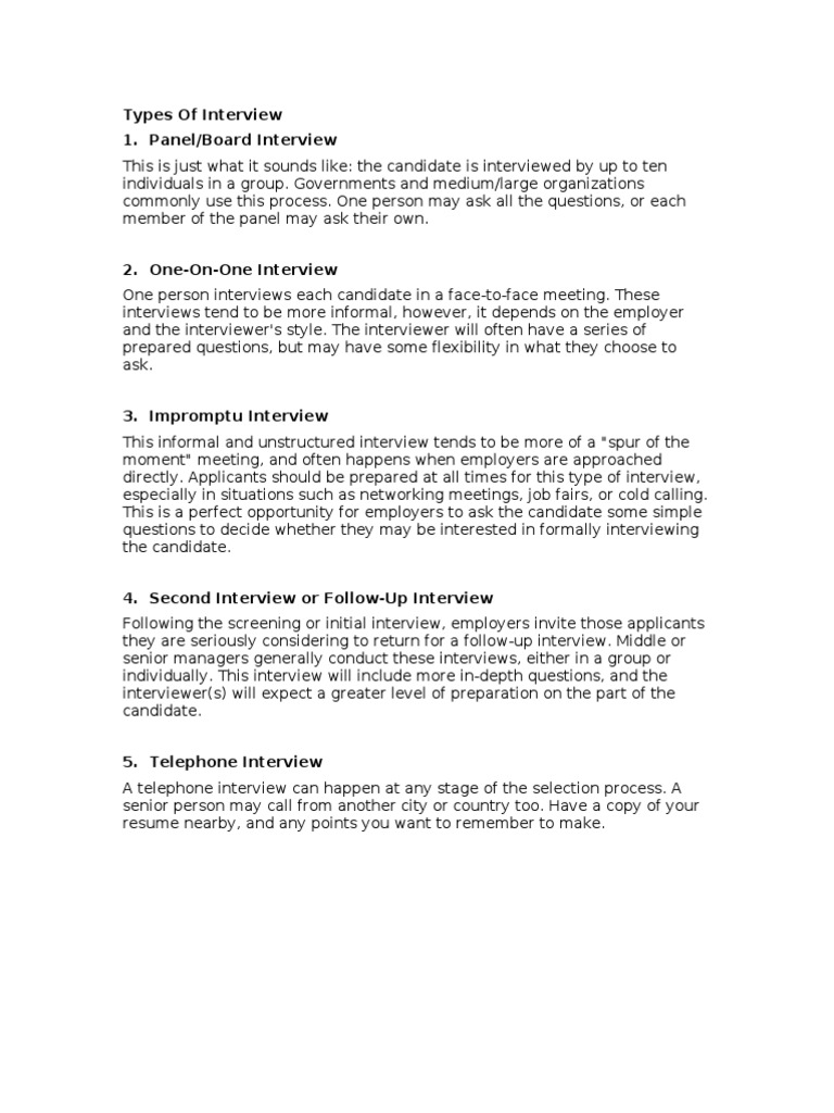 14 Types of Interview | PDF | Interview | Competence (Human Resources)